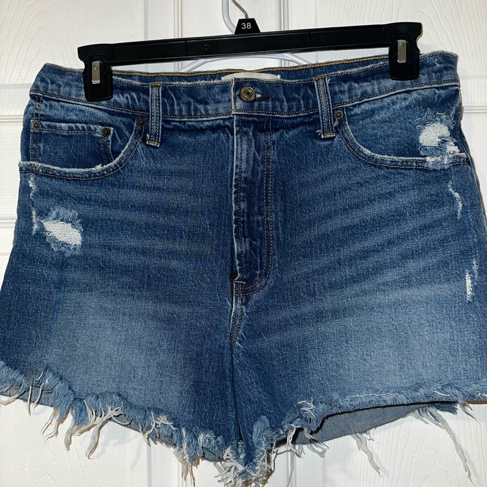 Abercrombie & Fitch Blue Distressed Jean Shorts